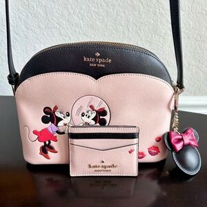 Disney x Kate Spade Minnie Mouse Crossbody Bag + Card Holder + Keychain Bundle